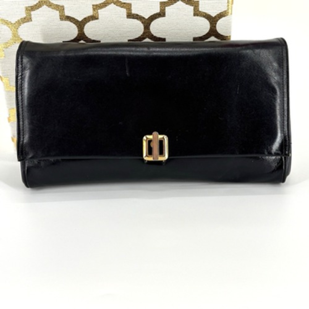 Vintage Lazarus Italian Leather Clutch Purse Fold over Envelope Design